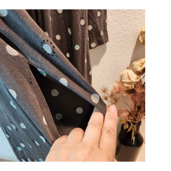 Gudrun Sjödén Gray Dot Print TENCEL Pocket Dress L Eco Artsy Scandi Style design - Picture 5 of 7